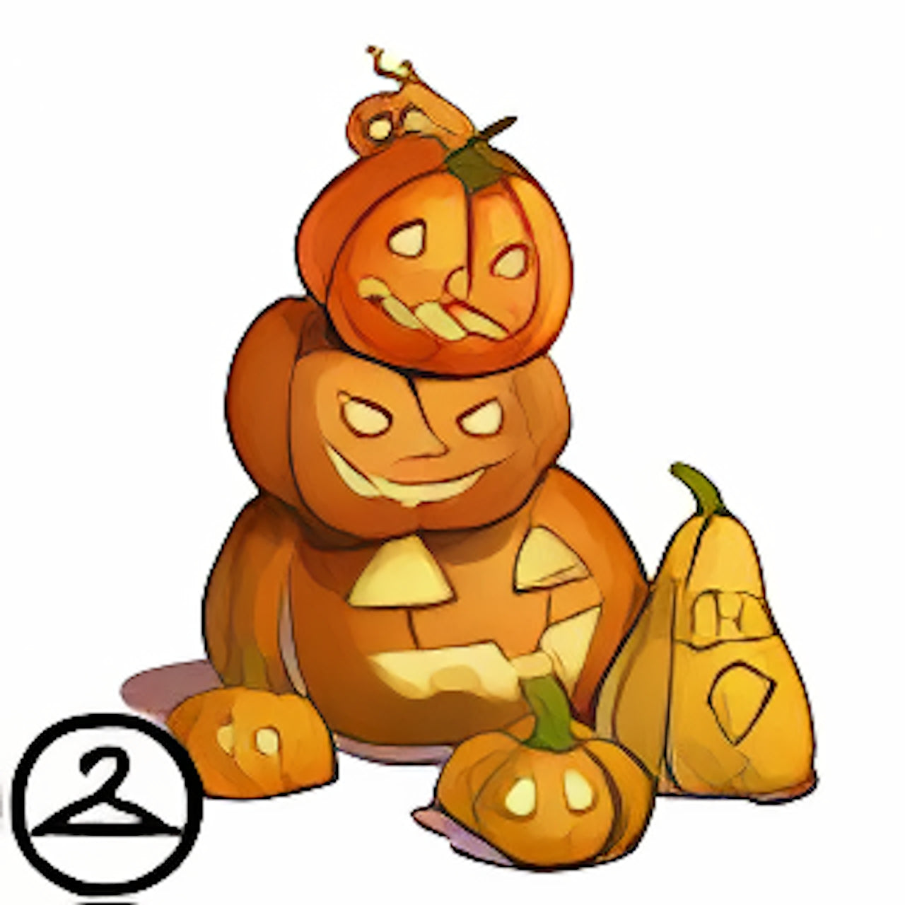 Stack of Jack-O-Lanterns Background Item
