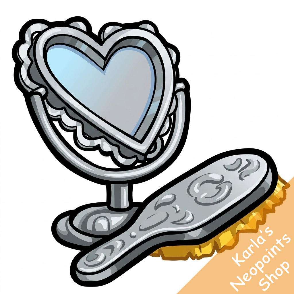 Fancy Silver Brush with Heart Mirror