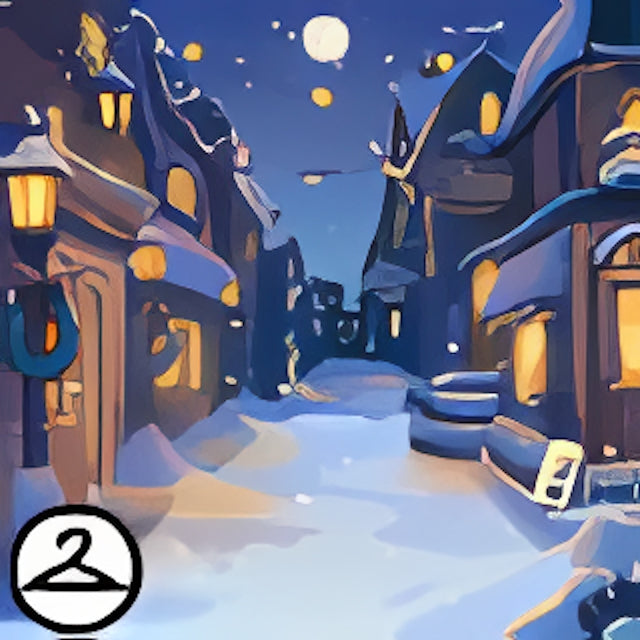 Nighttime Winter Village Background