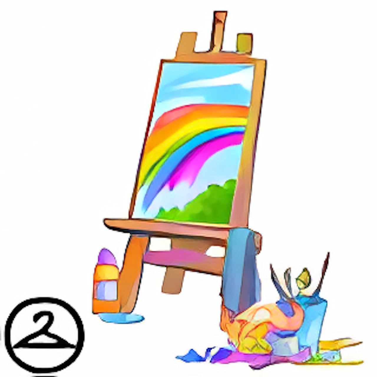 Painting Rainbows on an Easel Trinket