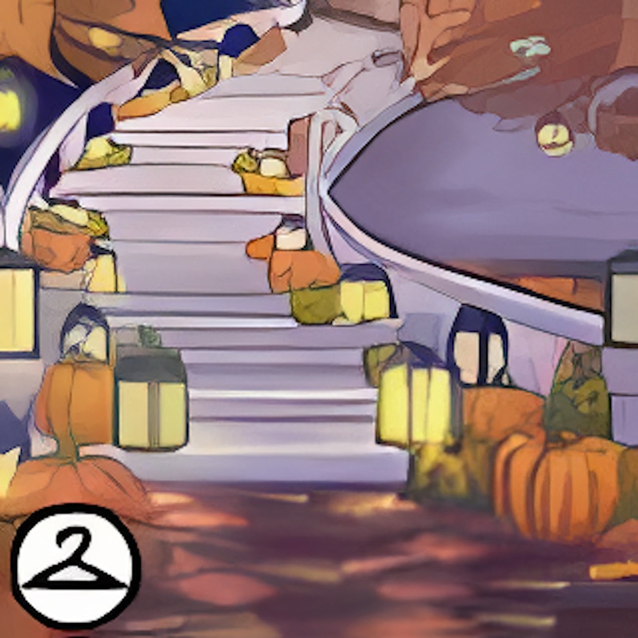 Lighted Autumn Staircase Background