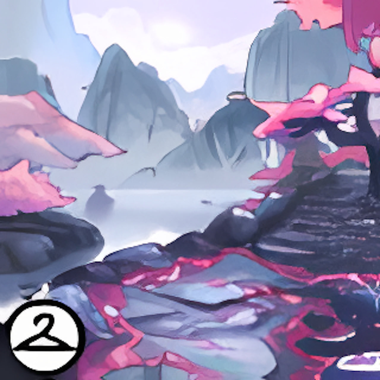 Cherry Blossom Forest Mountain Background