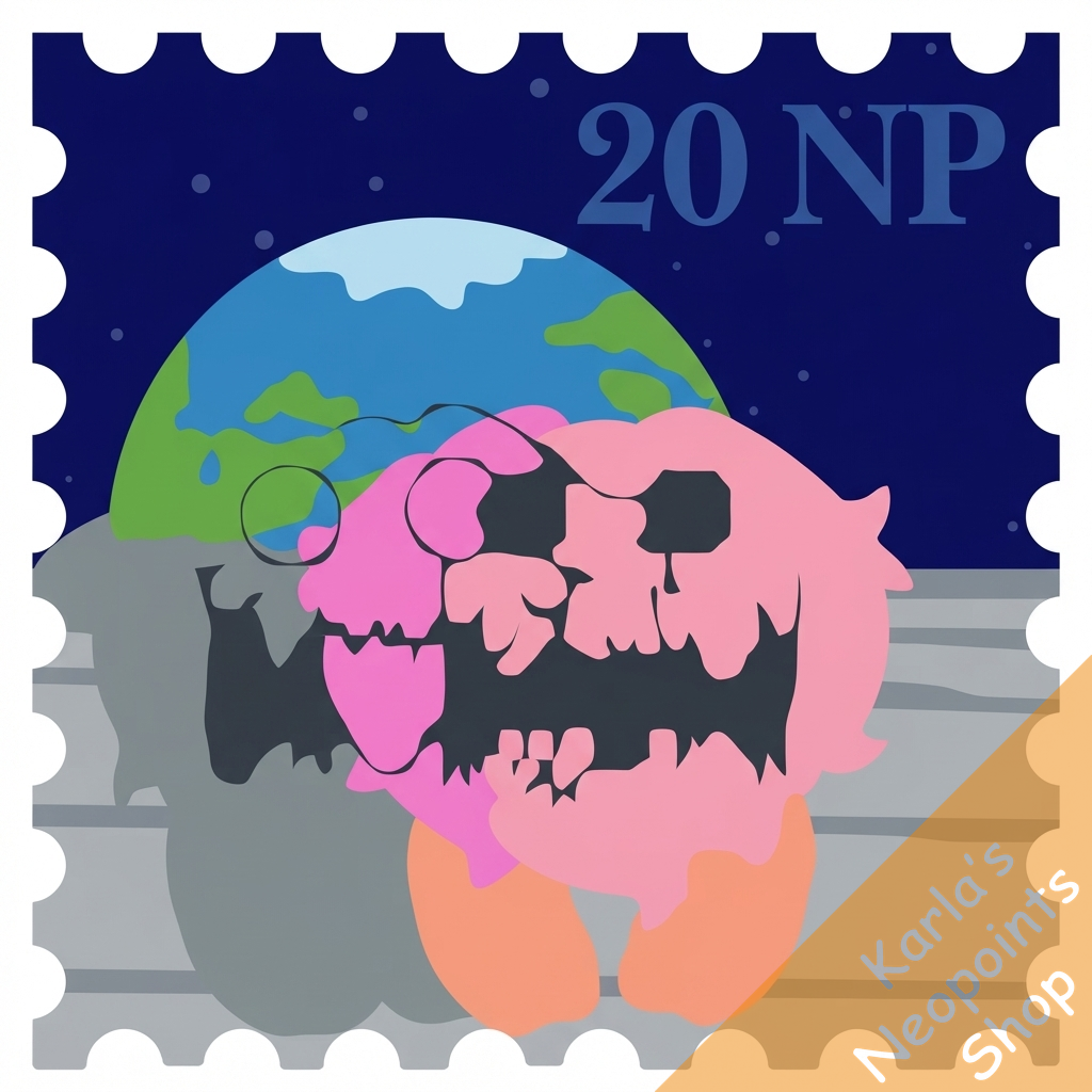 Double Printed Evil Fuzzle Stamp