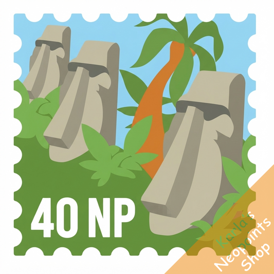 Mystery Island Heads Stamp