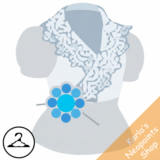 Silver Lace Shirt with Blue Brooch