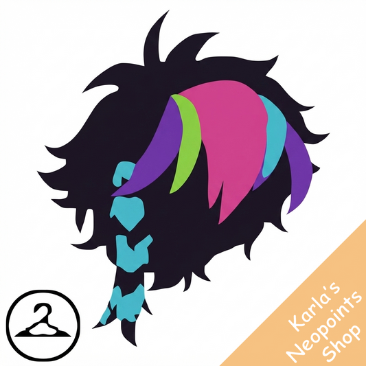 Short Black Wig with Rainbow Highlights