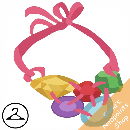 Gem and Ribbon Necklace