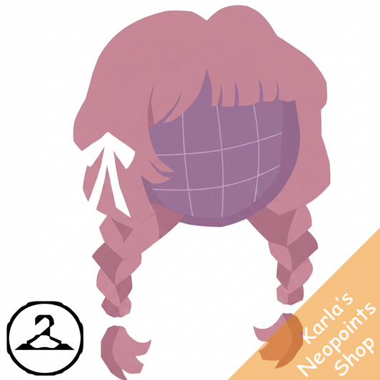 Pink Braided Pigtails with White Ribbons Wig