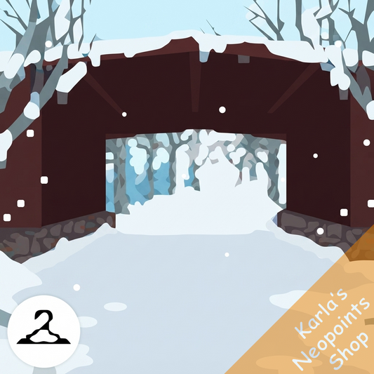 Wintery Covered Bridge Background