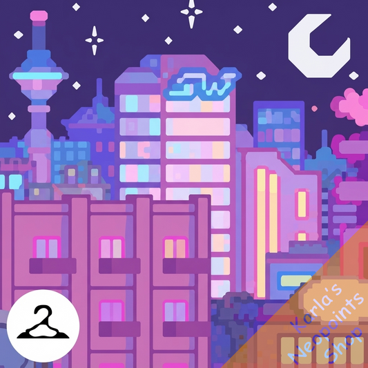 Pixel Habbo Hotel City Pop Landscape Background