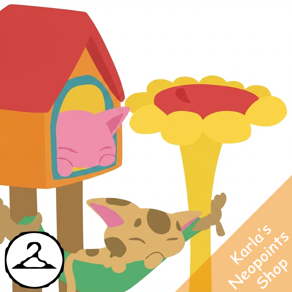 Napping and Playful Kadoties in Petpet Towers Foreground