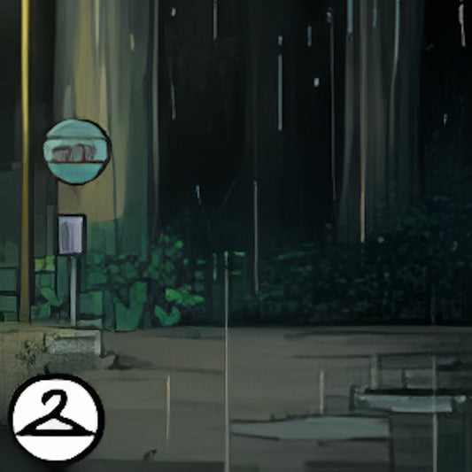 Raining Bus Stop Background