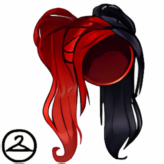 Dyeworks Red: Purple & Black Ponytails Wig