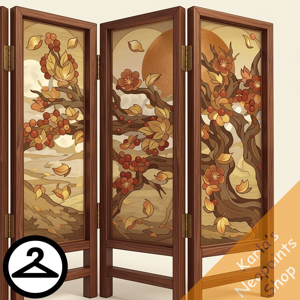 Dyeworks Brown: Ornate Cherry Blossom Tree Screen