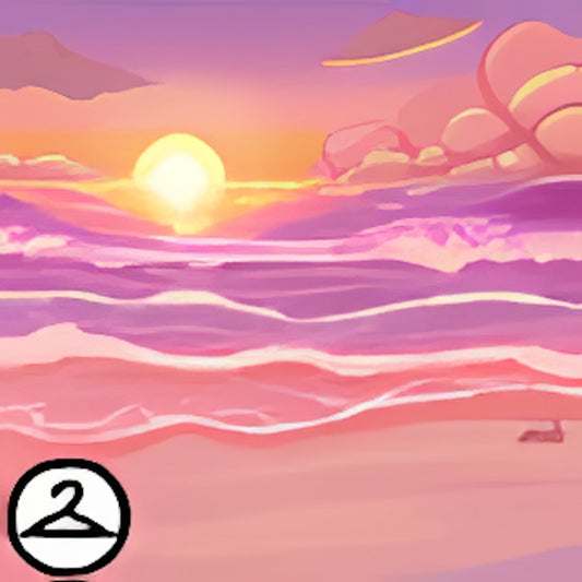 Pixel Romantic Beach Sunset Background
