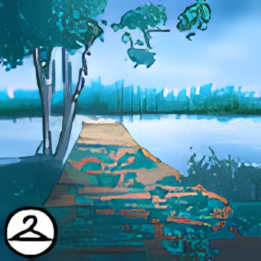 Dyeworks Blue: Autumn Sunset Lake View Background