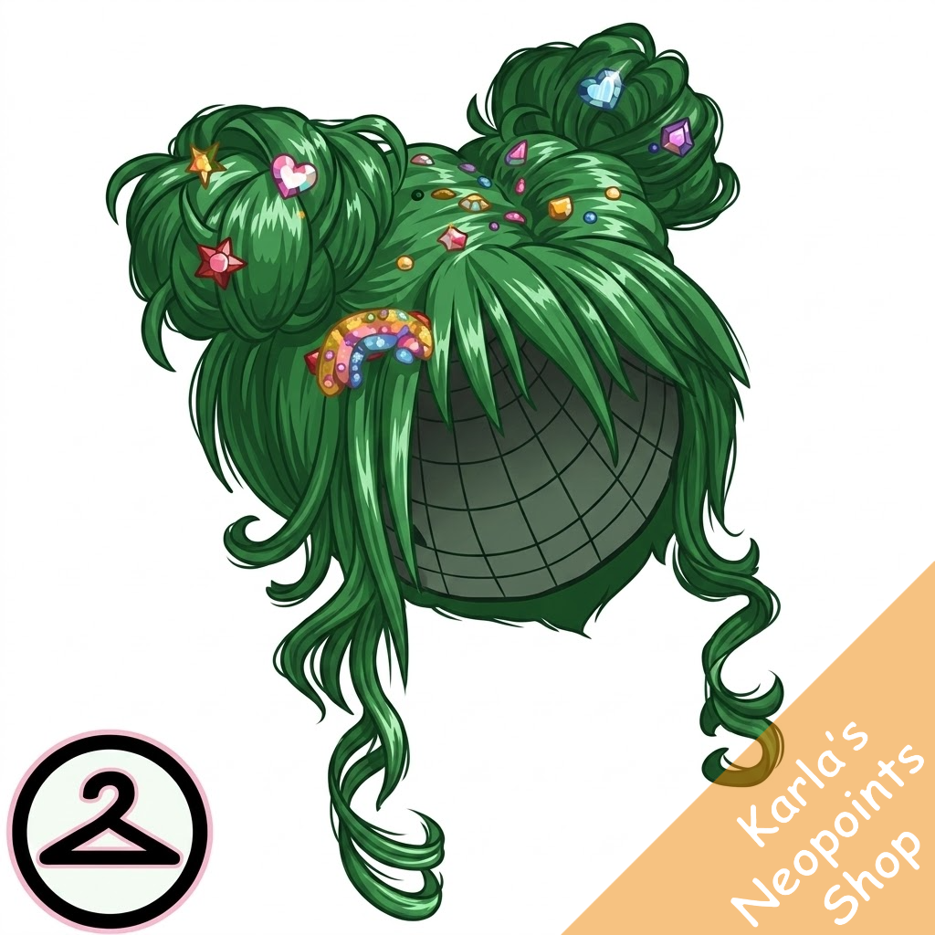 Dyeworks Dark Green: Mint Green Space Buns Wig
