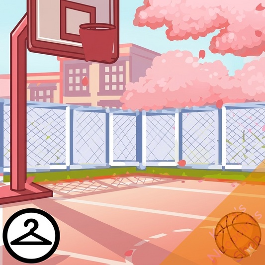 In the School Yard with Cherry Blossoms Background