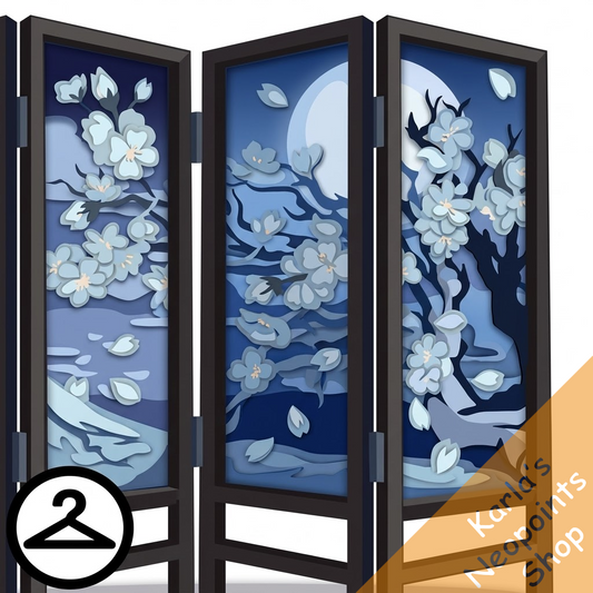 Dyeworks Blue: Ornate Cherry Blossom Tree Screen