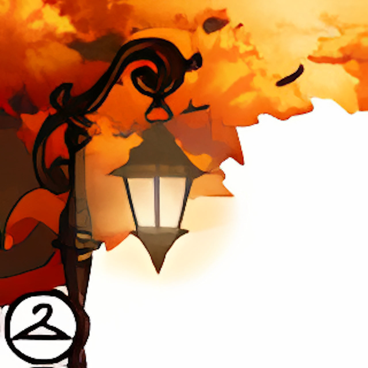 Premium Collectible: Autumn Lampost and Trees Garland