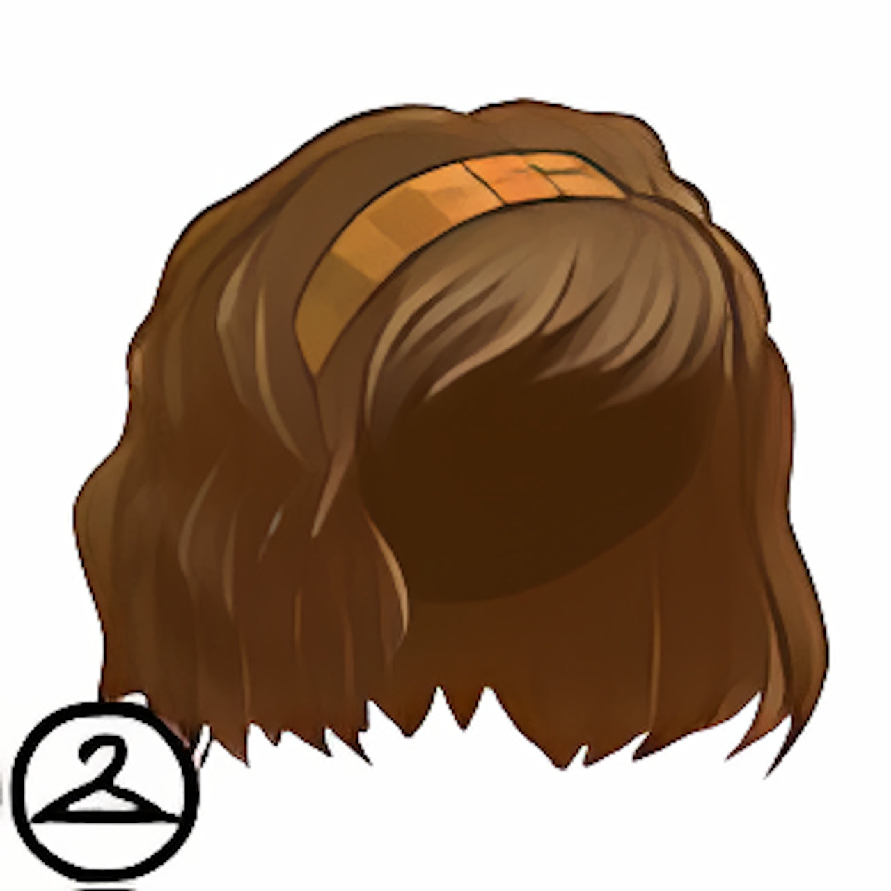 MME28-S3a: Brown Short Wavy Locks with Plaid Headband Wig