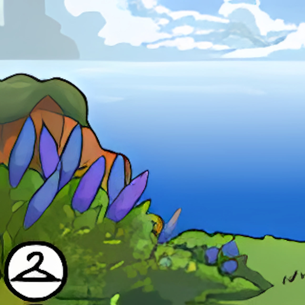 Spring Bloom on an Ocean Cliff Background