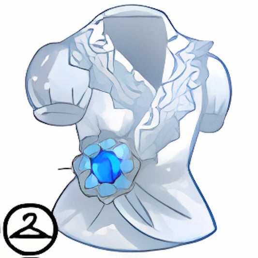 Silver Lace Shirt with Blue Brooch