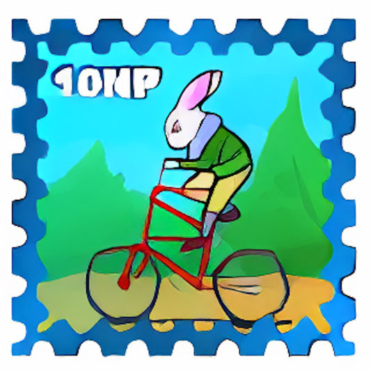 Cybunny on a Cycle Stamp