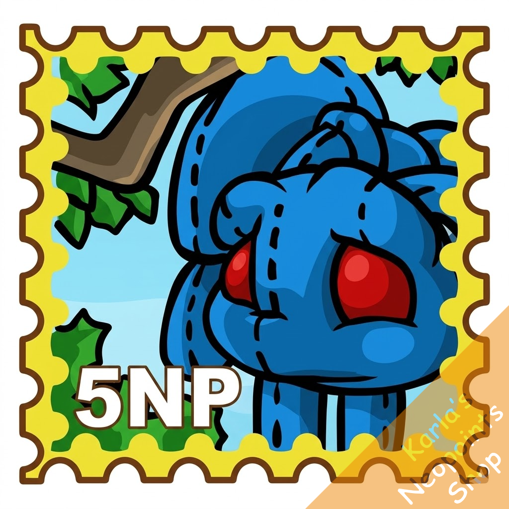 The Discarded Magical Blue Grundo Plushie of Prosperity Stamp